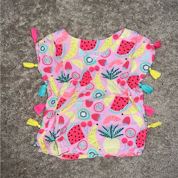 3/$25 🍄 Cat & Jack Baby Girls Fruit Print Cover Up Dress w/Tassels Size 12 Month - Picture 7 of 7